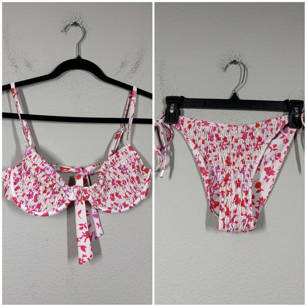 Blackbough Medium Mila Top/Dixie Bottom Pink Romance Bikini Swimsuit Smocked